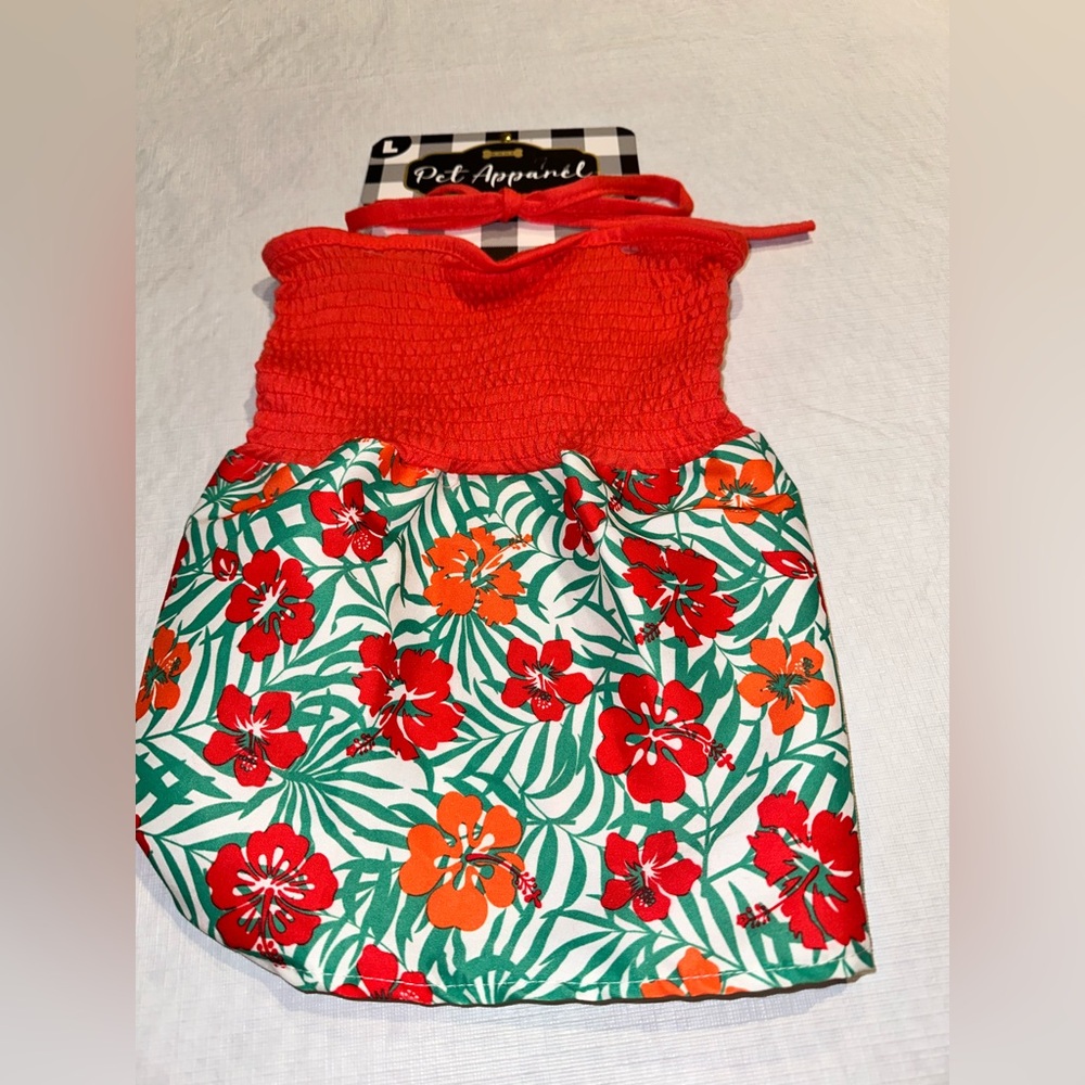 Woof Red Pet Floral Sun Dress. Size L